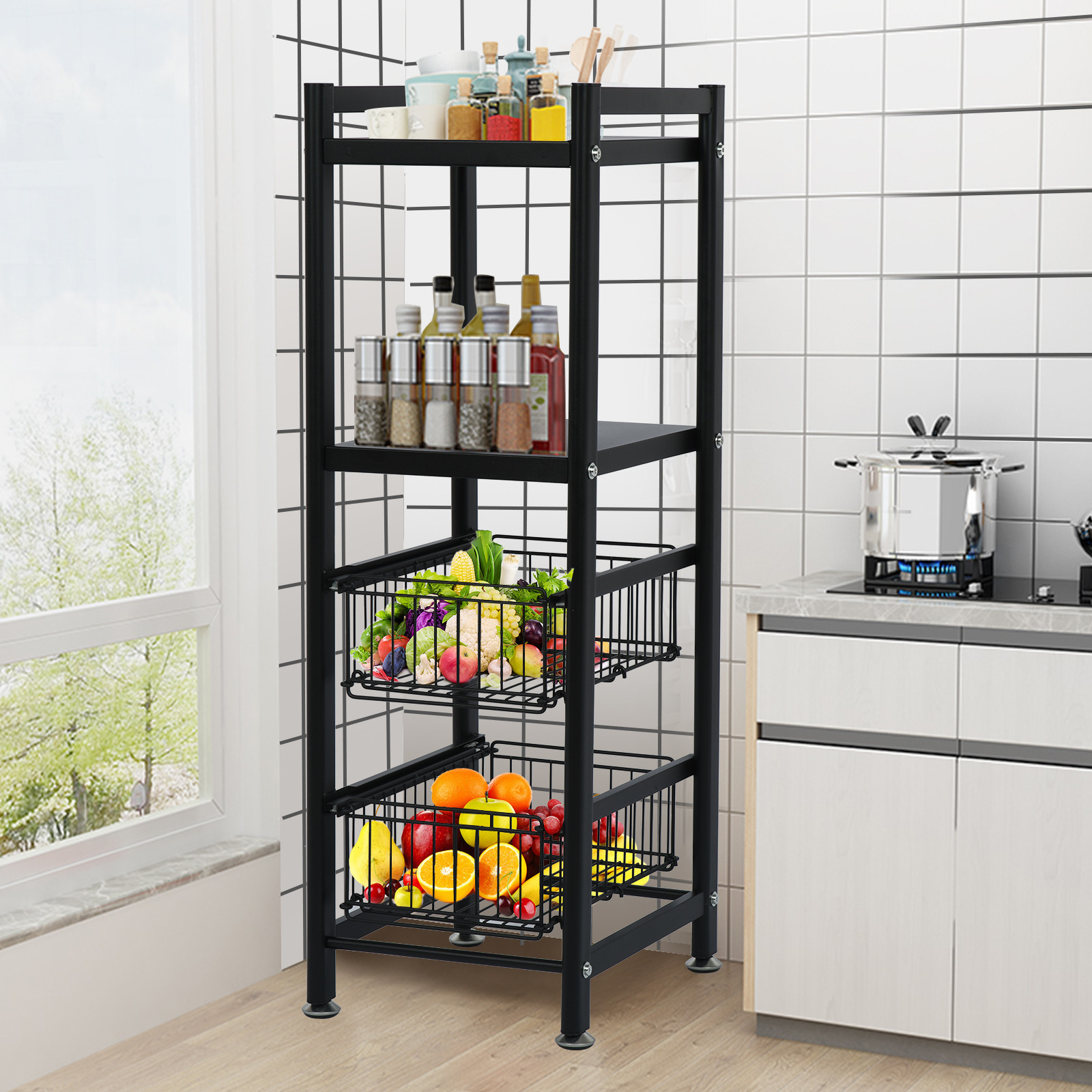 Kitchen Supplies Oven Storage Rack Living Room Basket Floor Shelf - Image 10